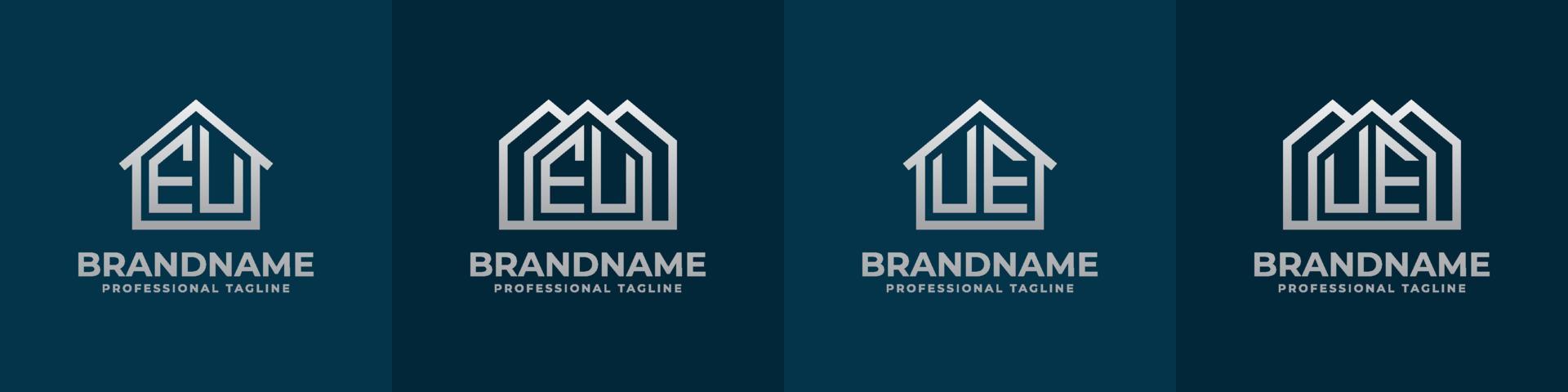 Letter EU and UE Home Logo Set. Suitable for any business related to house, real estate, construction, interior with EU or UE initials. vector