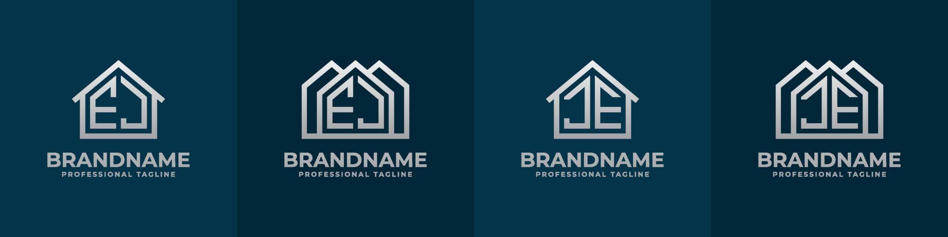 Letter EJ and JE Home Logo Set. Suitable for any business related to house, real estate, construction, interior with EJ or JE initials. vector