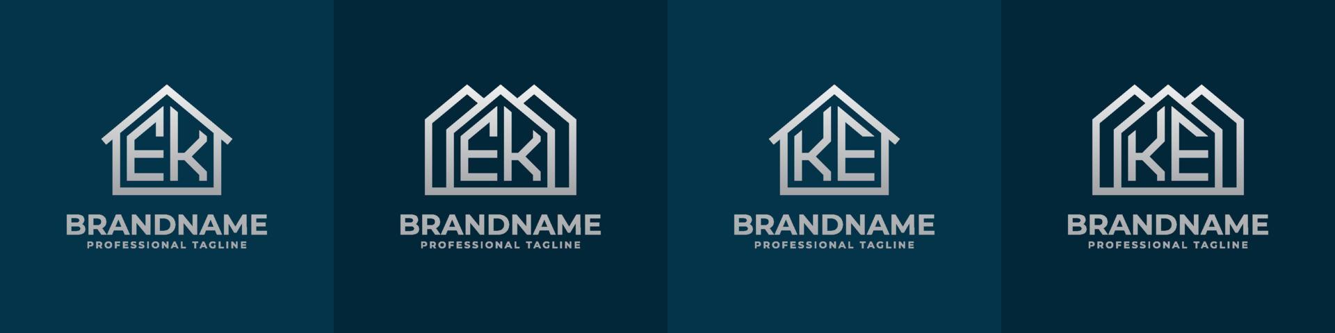 Letter EK and KE Home Logo Set. Suitable for any business related to house, real estate, construction, interior with EK or KE initials. vector