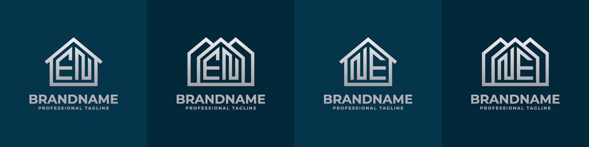 Letter EN and NE Home Logo Set. Suitable for any business related to house, real estate, construction, interior with EN or NE initials. vector