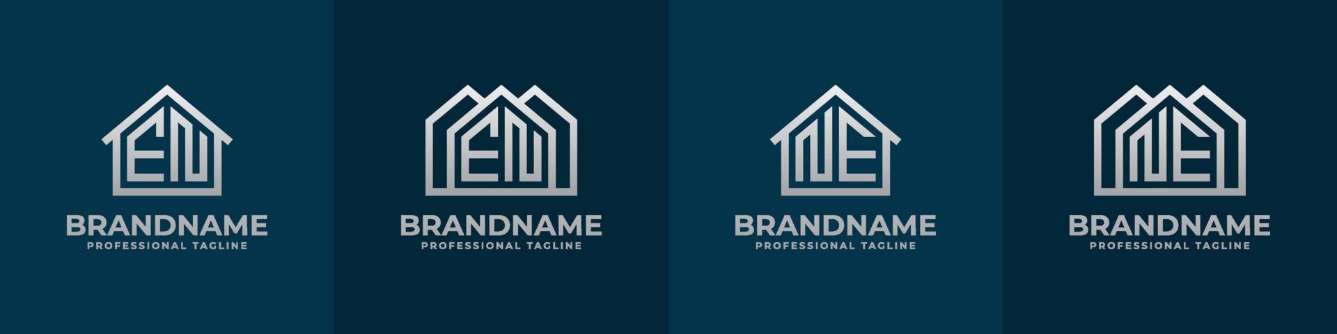 Letter EN and NE Home Logo Set. Suitable for any business related to house, real estate, construction, interior with EN or NE initials. vector