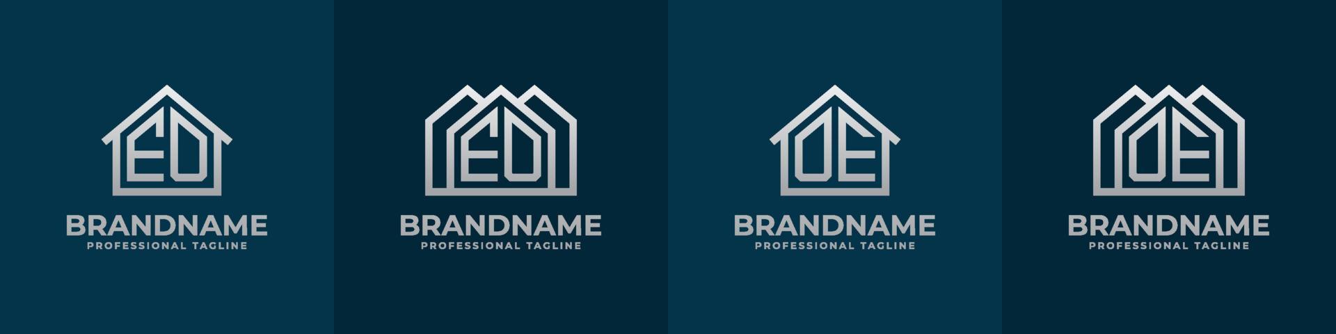 Letter EO and OE Home Logo Set. Suitable for any business related to house, real estate, construction, interior with EO or OE initials. vector