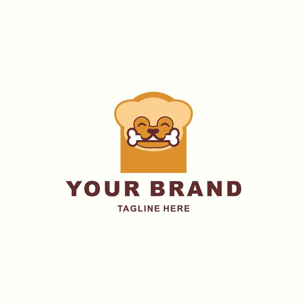 cute logo of a dog biting a bone vector