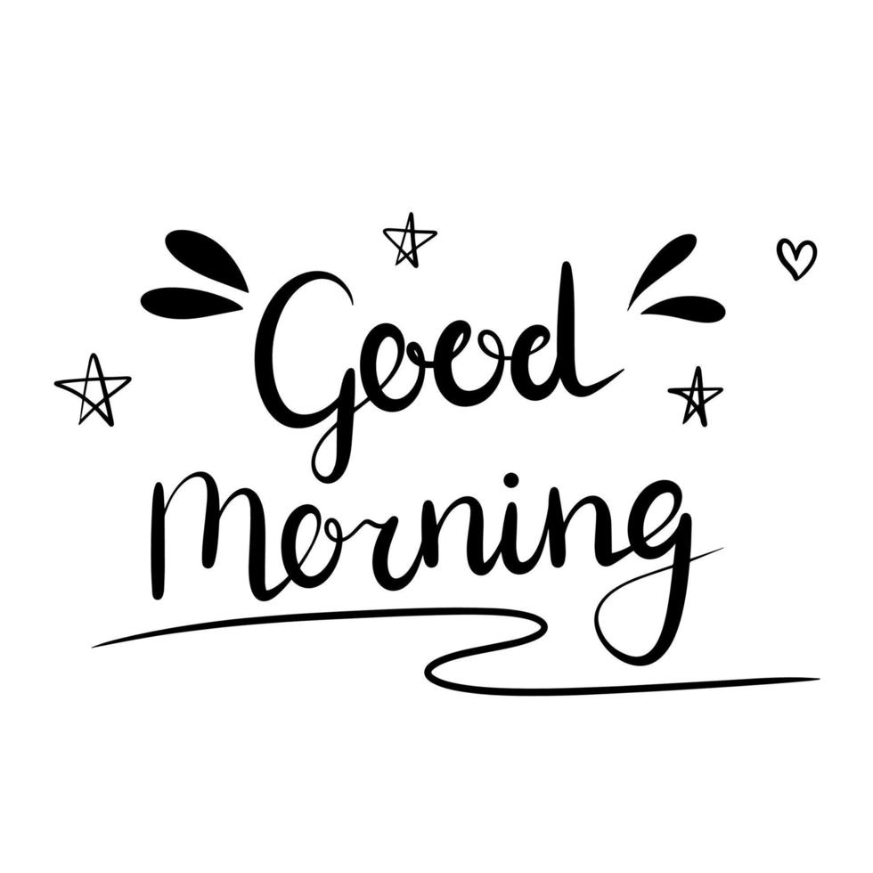 Good morning text. Hand drawn lettering. Vector illustration.