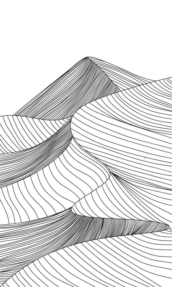 A line drawing of a mountain range. Hand drawn vector illustration.