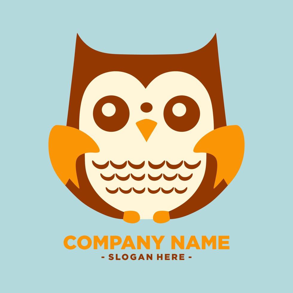 Owl Flat Mascot Logo Vector Illustration