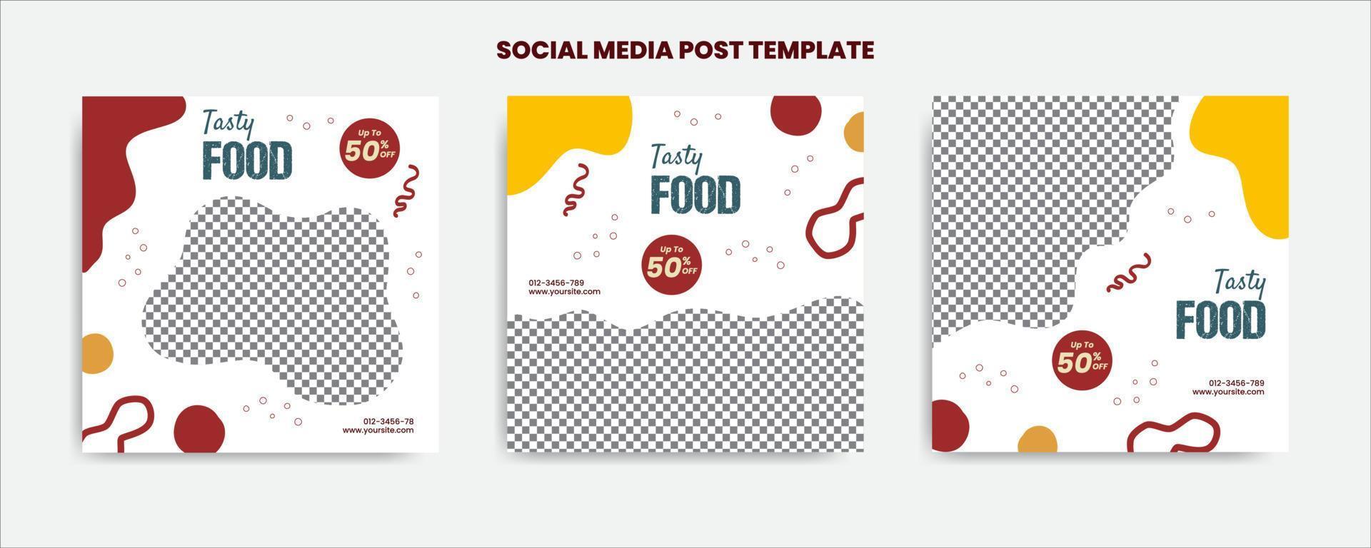 Food menu banner social media post. Editable social media templates for promotions on the Food menu vector