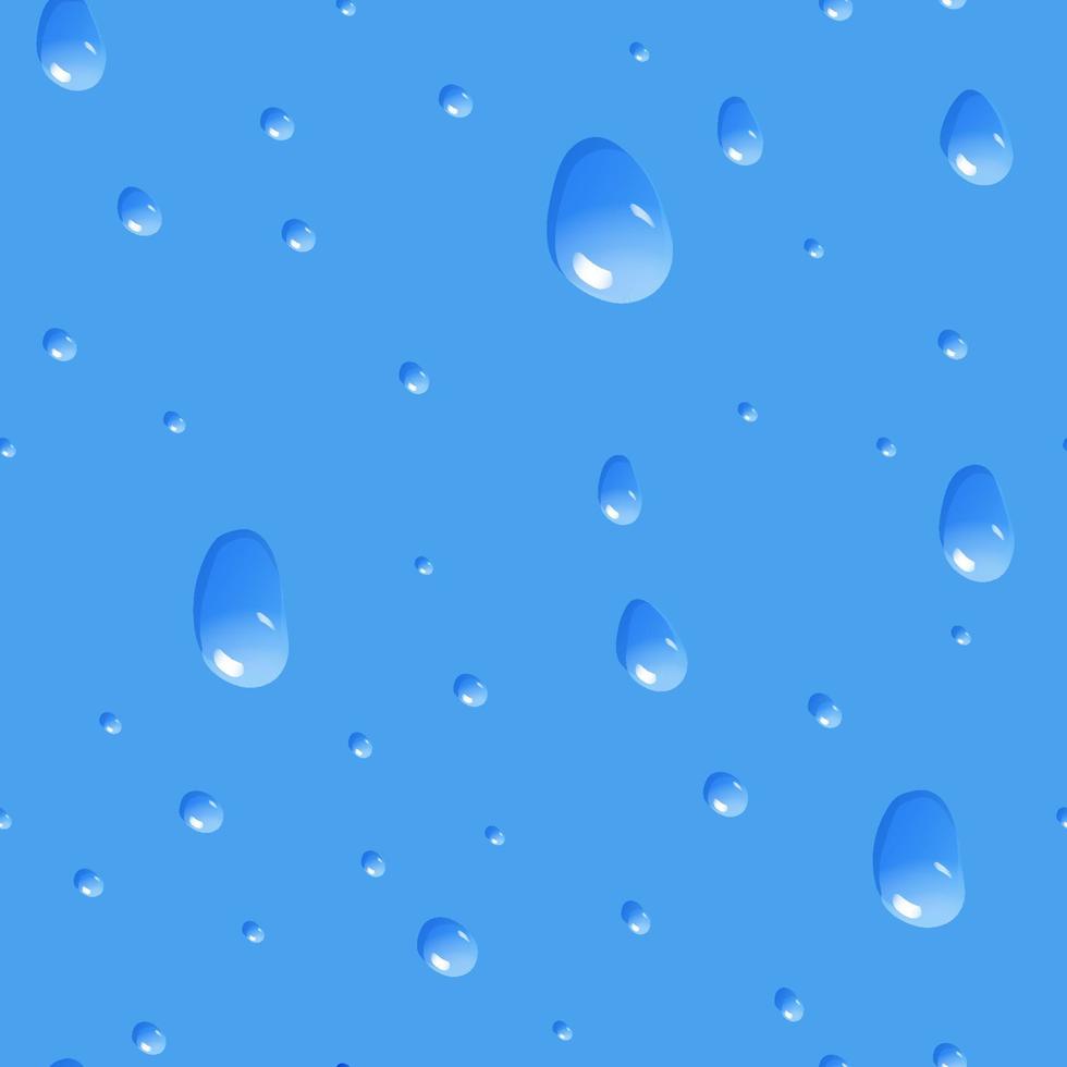 Seamless pattern with water drops on blue vector illustration