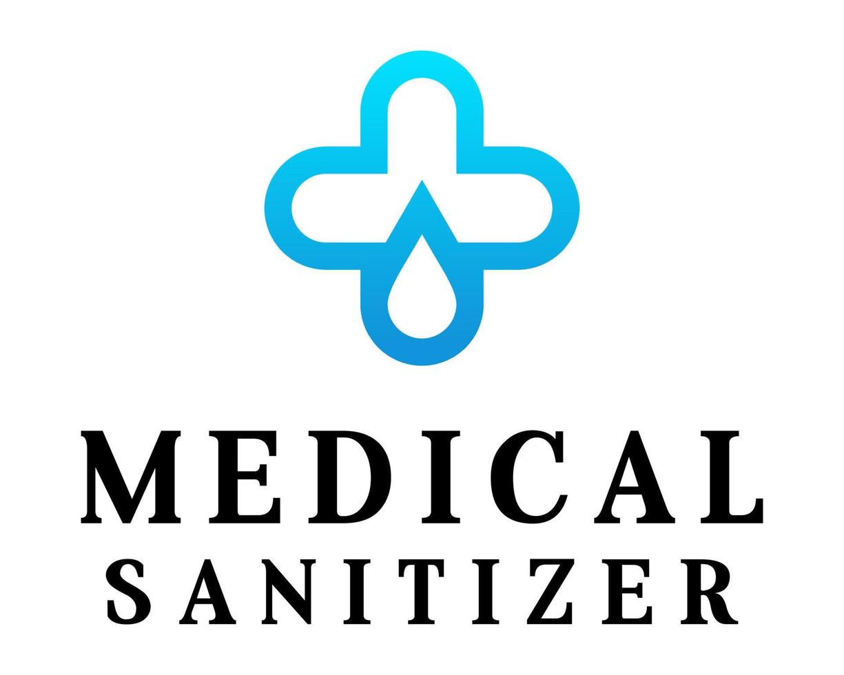 Cross medical hospital hand sanitizer logo design. vector