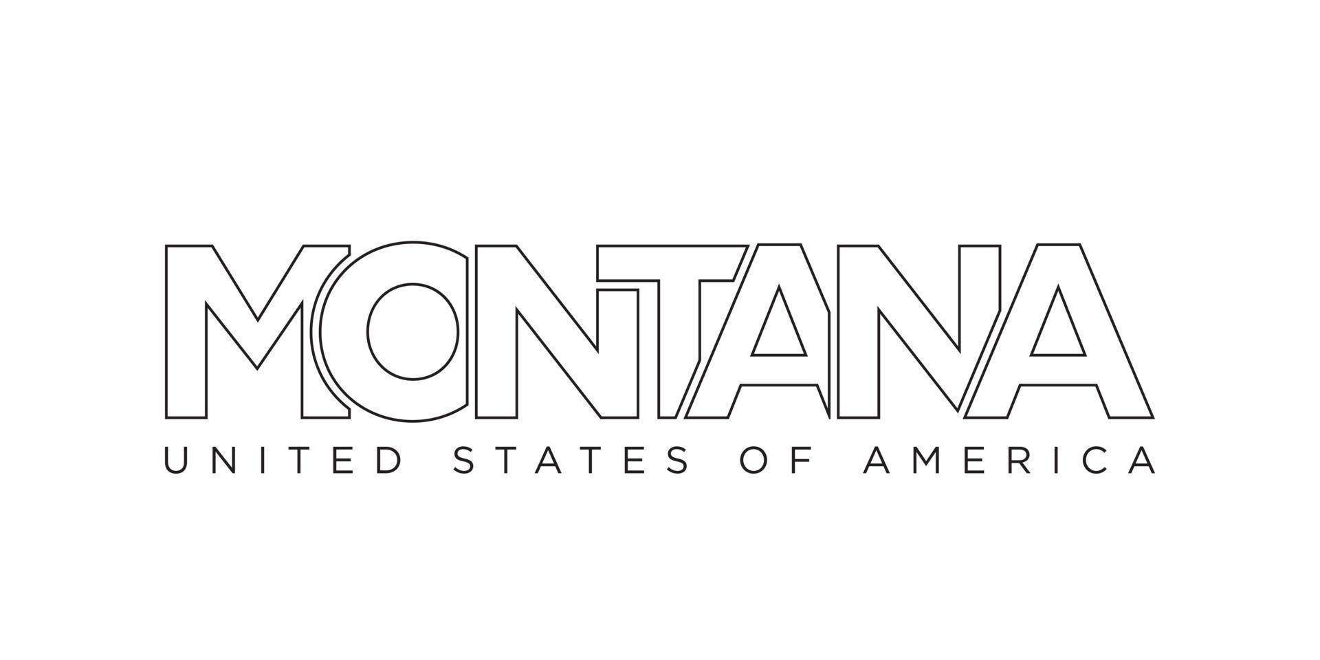 montana, diseño de eslogan tipográfico de estados unidos. logotipo de América con letras gráficas de la ciudad para impresión y web. vector