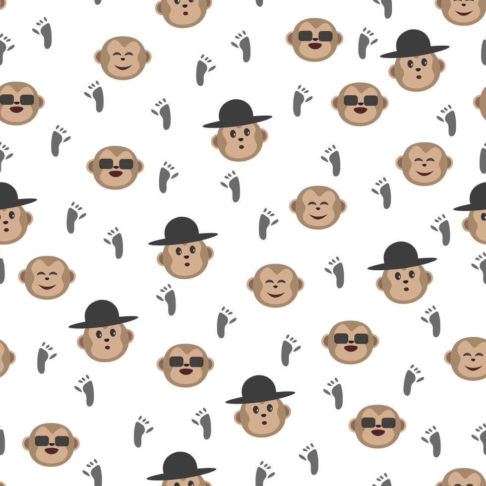 Monkey in a hat and glasses seamless pattern vector