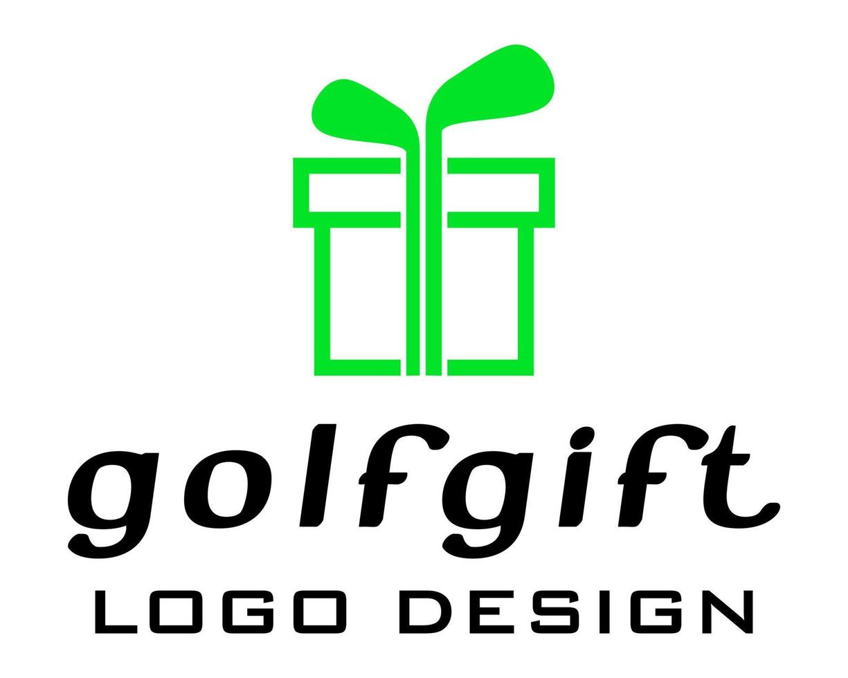Gift icon and golf club logo design. vector