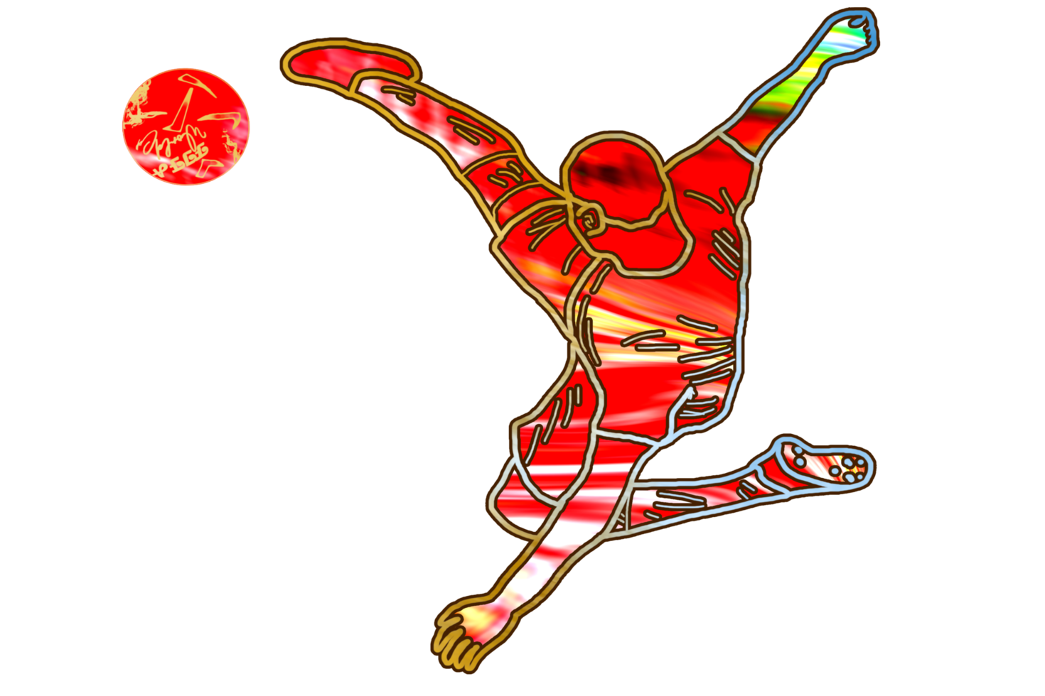 football icon of player jump and doing acrobatic bicycle kicking a ball png