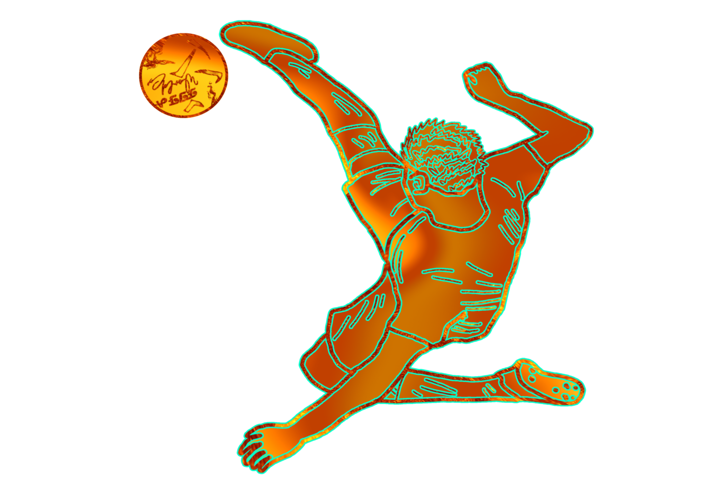 football icon of player jump and doing acrobatic bicycle kicking a ball png