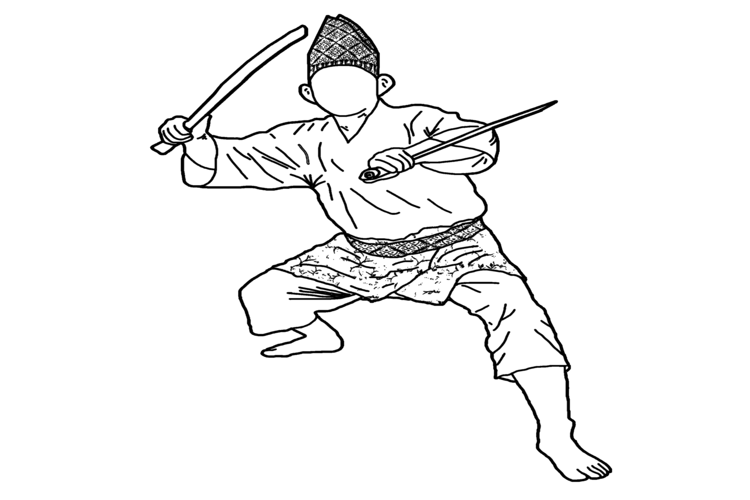 icon martial art Malay show skill movement with two machetes weapon png
