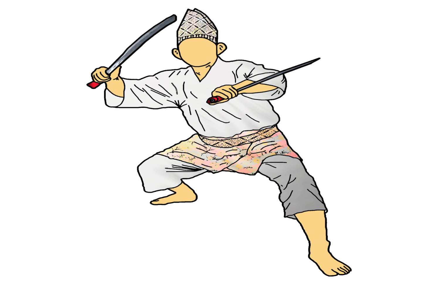 icon martial art Malay show skill movement with two machetes weapon png