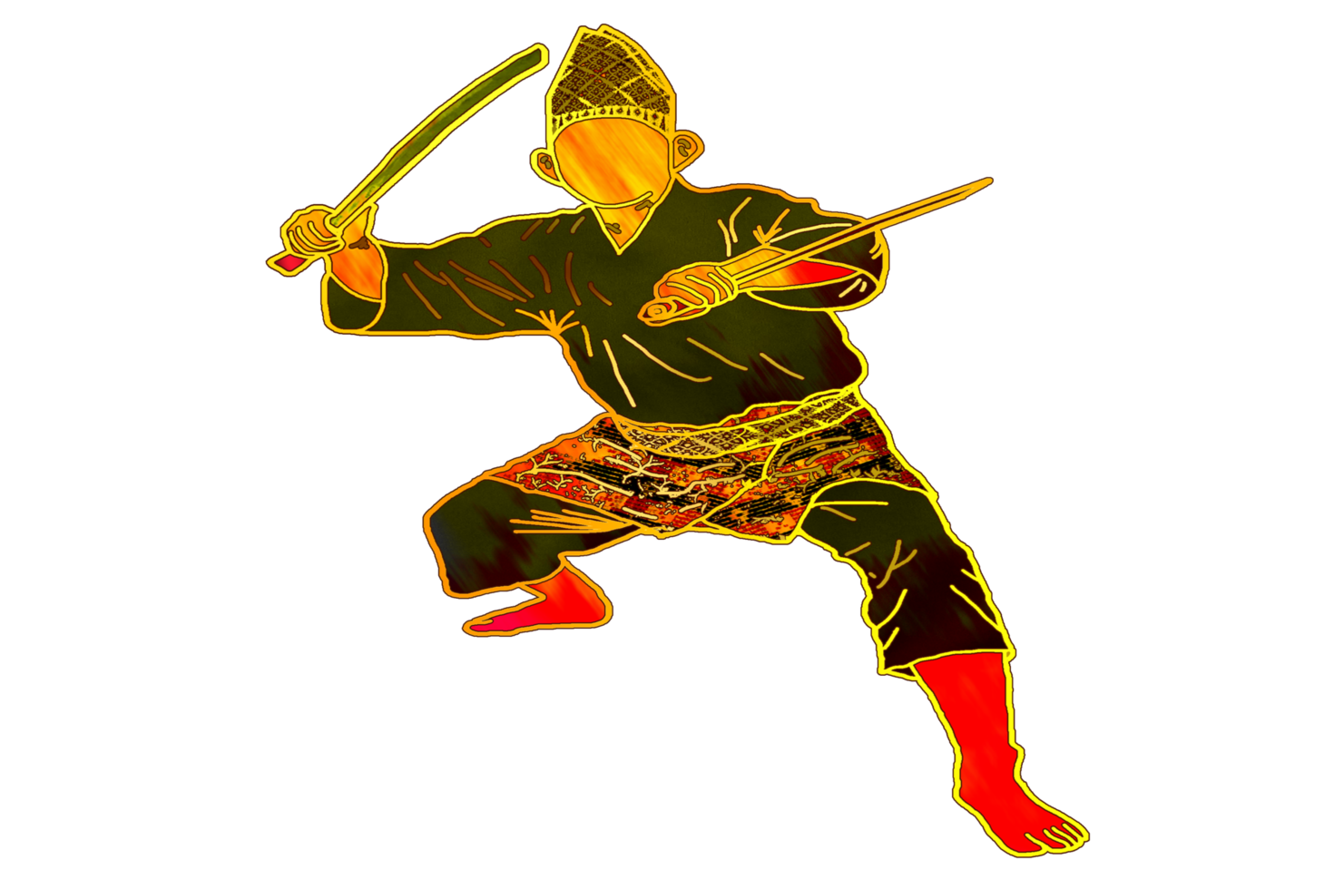 icona marziale arte malese mostrare abilità movimento con Due machete arma png