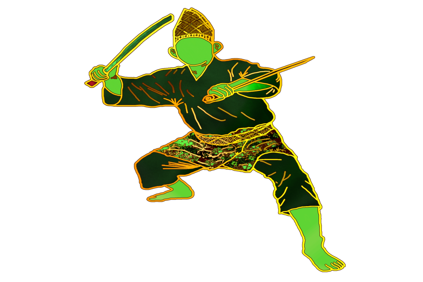 icon martial art Malay show skill movement with two machetes weapon png