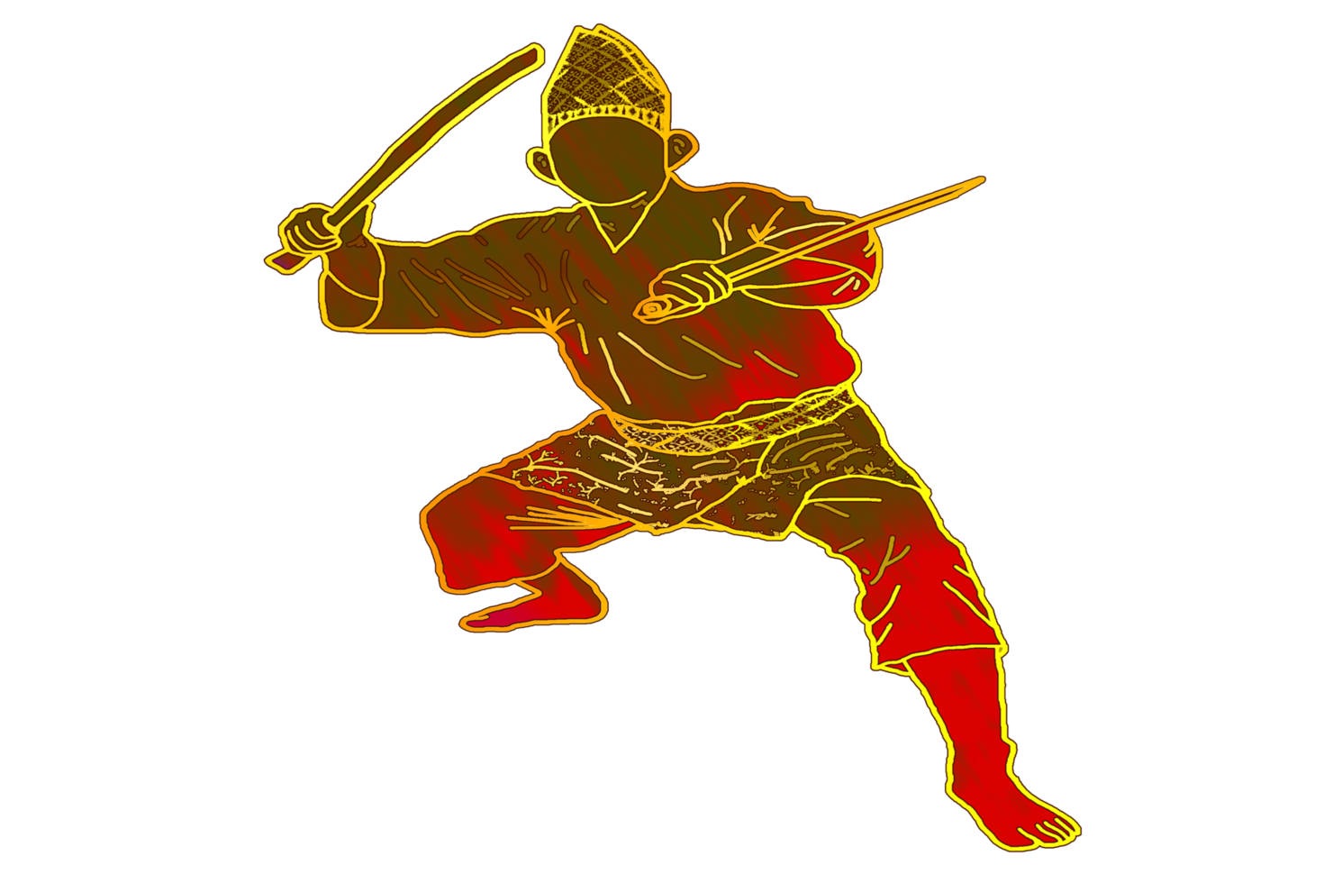 icon martial art Malay show skill movement with two machetes weapon png