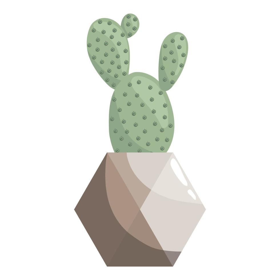 verde suculento Opuntia en cerámico maceta en un blanco. espinoso pera, Pera cactus. atún, nacido en Israel, nopal, paleta cactus vector