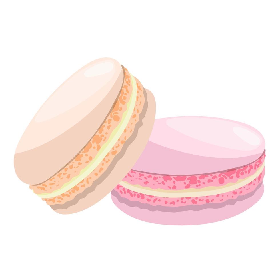 Delicious colored macaroon cakes on white. Cookies, pastries, sweet food macaron. vector