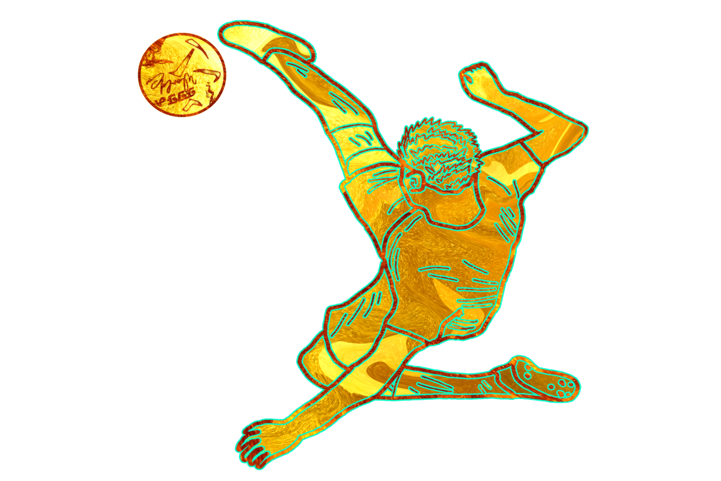 football icon of player jump and doing acrobatic bicycle kicking a ball png