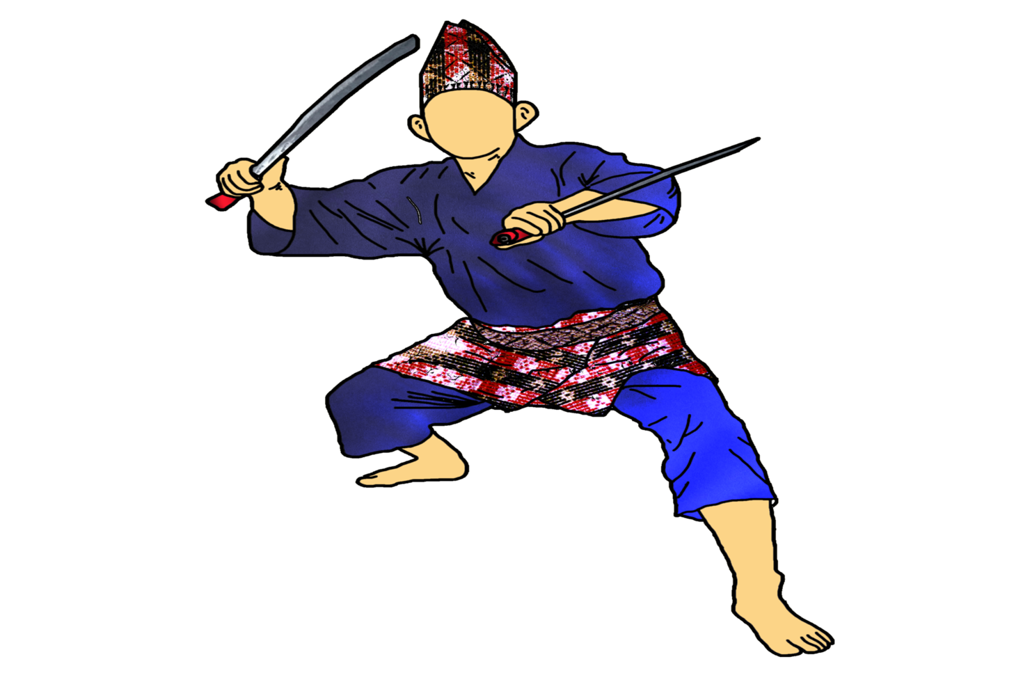 icon martial art Malay show skill movement with two machetes weapon png