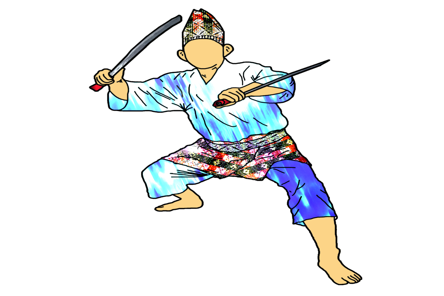 icon martial art Malay show skill movement with two machetes weapon png