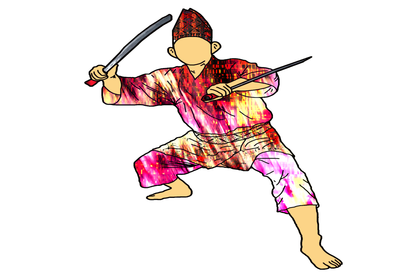 icon martial art Malay show skill movement with two machetes weapon png