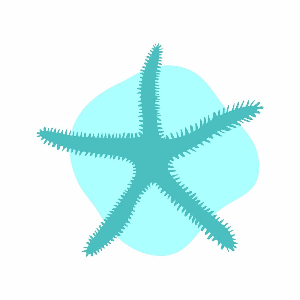 Illustration of a blue starfish in flat style. Sea animal isolated on white background. vector