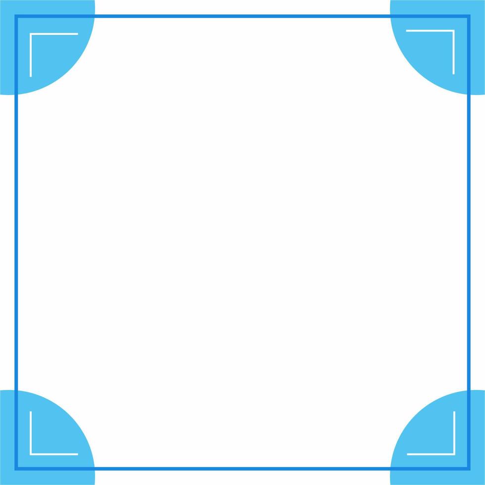 Square tile frame border line vector. Blue circles on the corners. Border with empty space. vector
