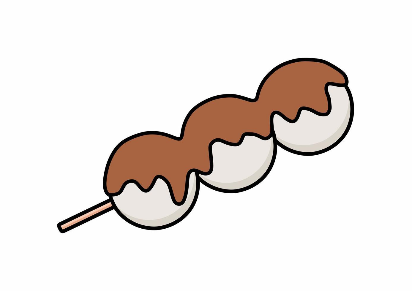 dango postre. blanco color. chocolate o glaseado vector