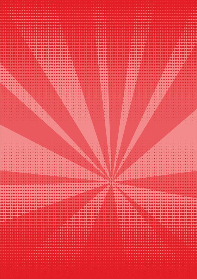 Comics rays background with halftones. Vector summer backdrop illustrations. Red and pink