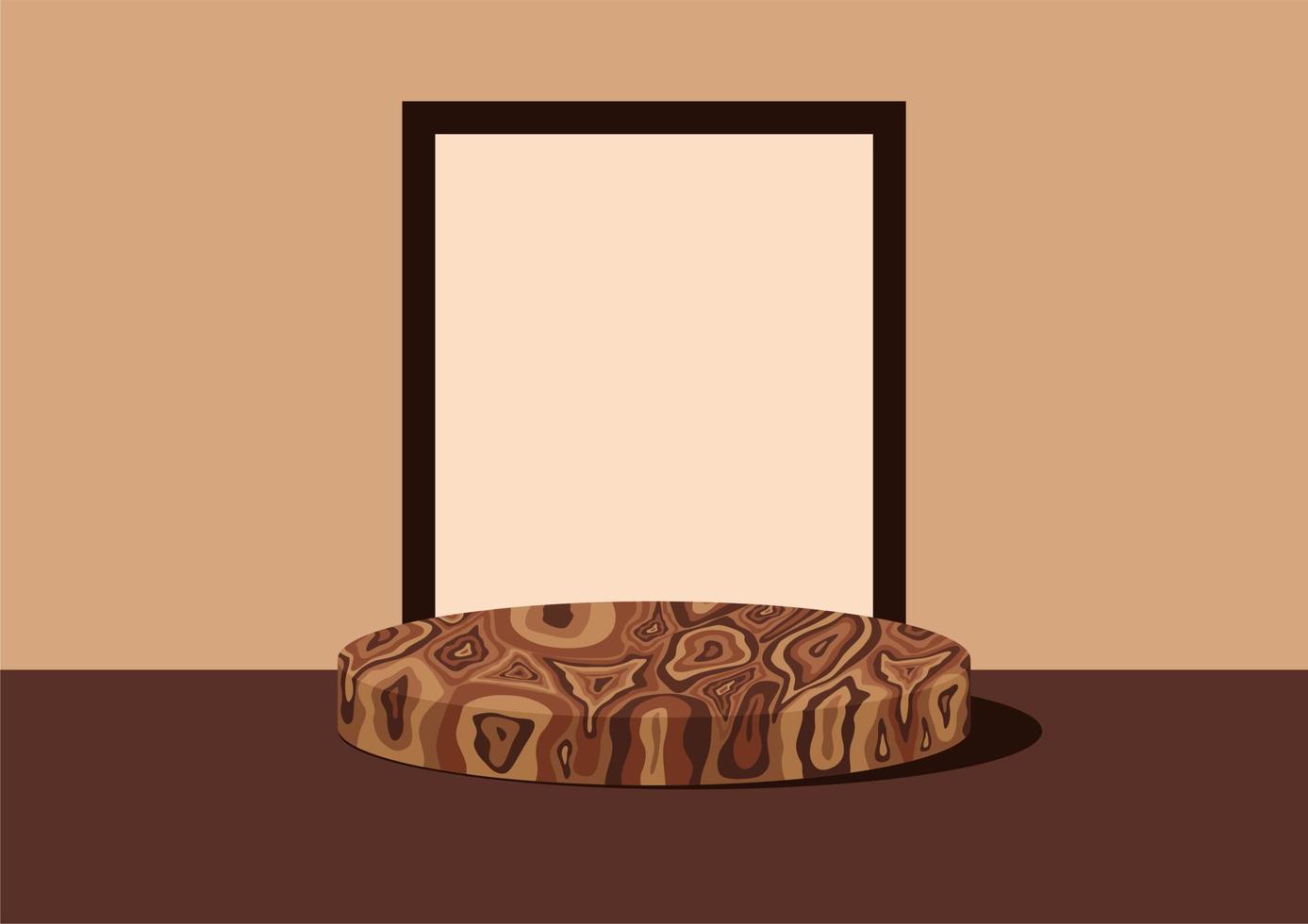 Wooden podium for product advertising. Wood texture round shape stage podium product background. vector