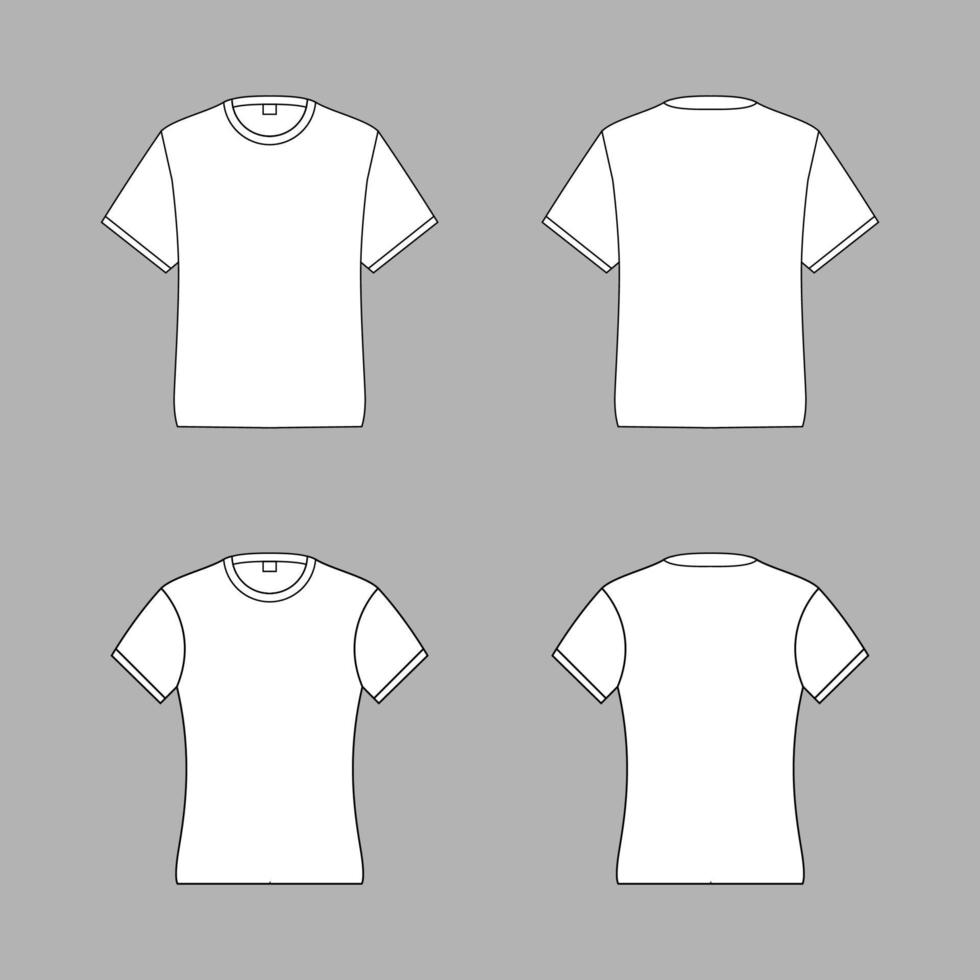 Outline White T Shirt Mock Up Template vector