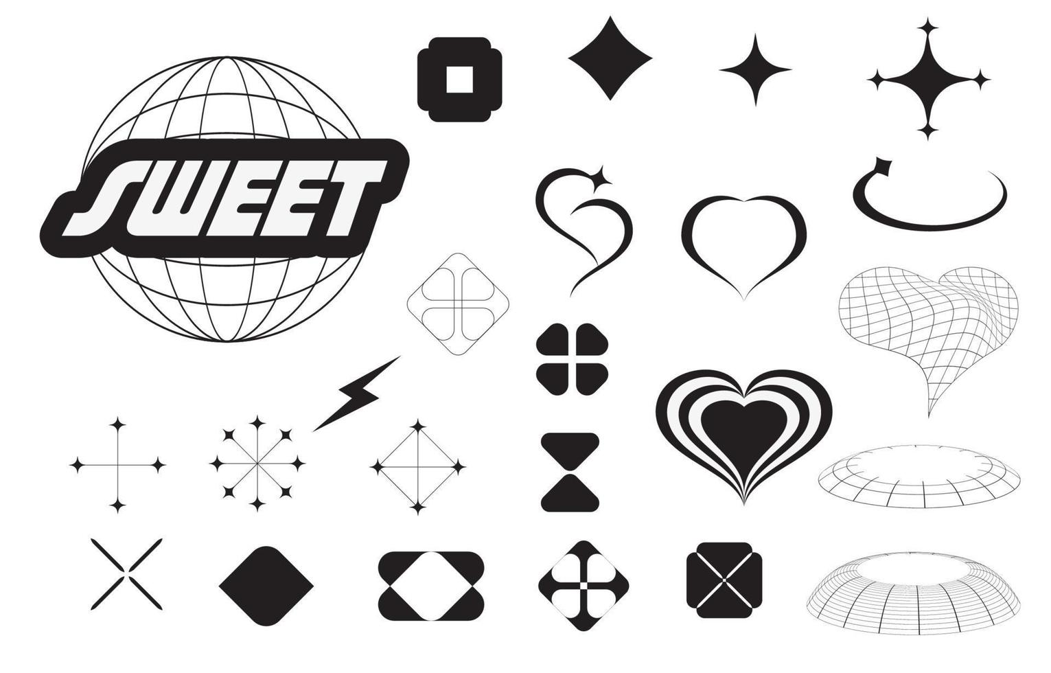 Blank futuristic line icon in y2k style for sticker,tattoo,card vector