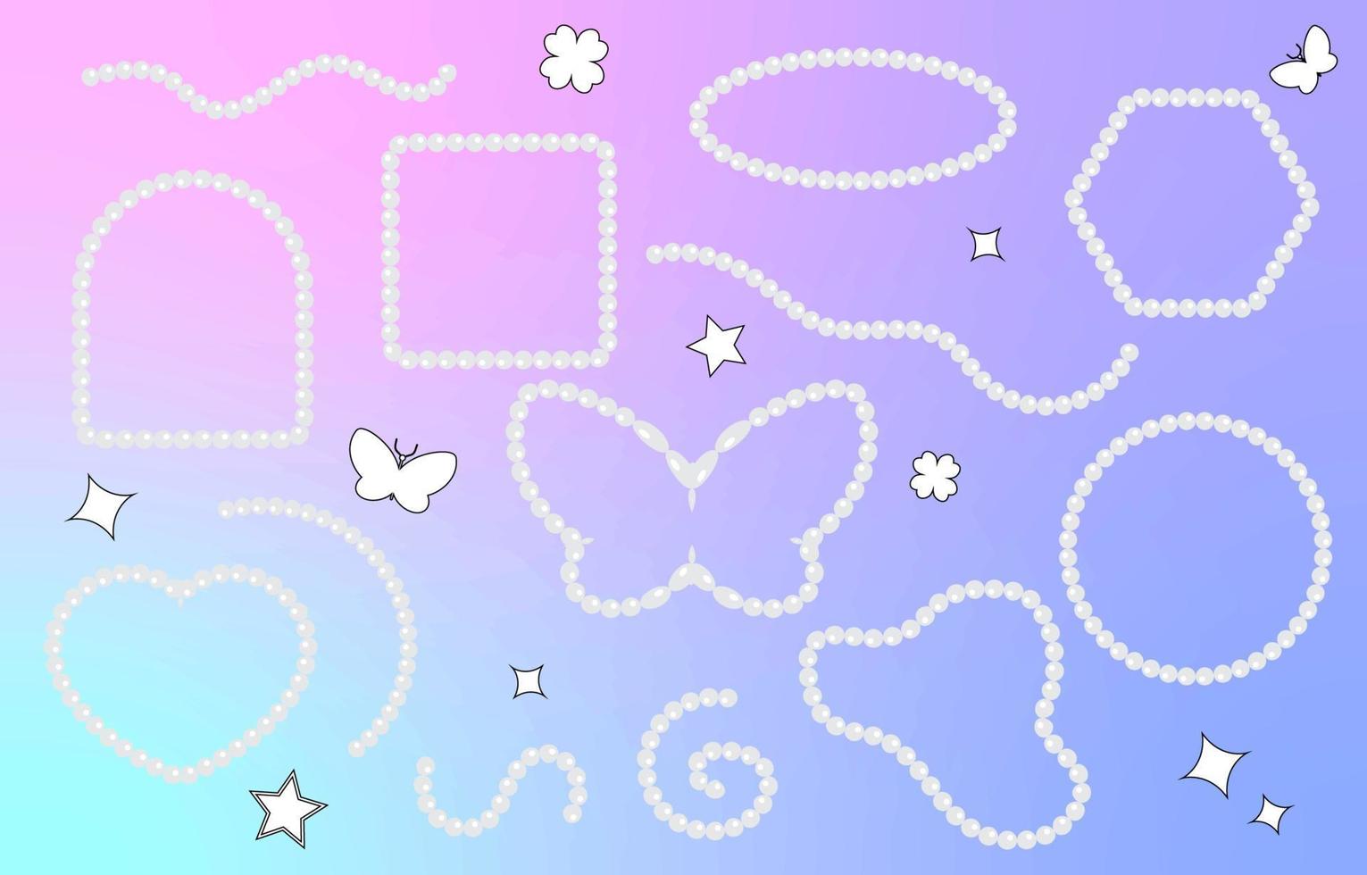 90s object design in pop and y2k style with pearl necklace vector