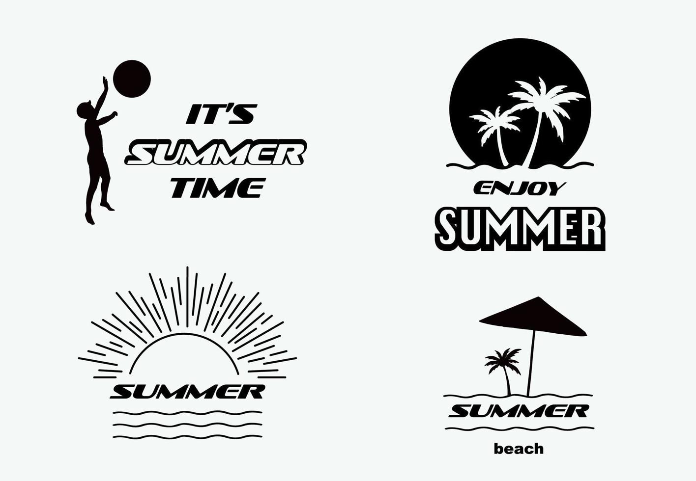 verano tipográfico con sol, mar y playa en retro estilo vector