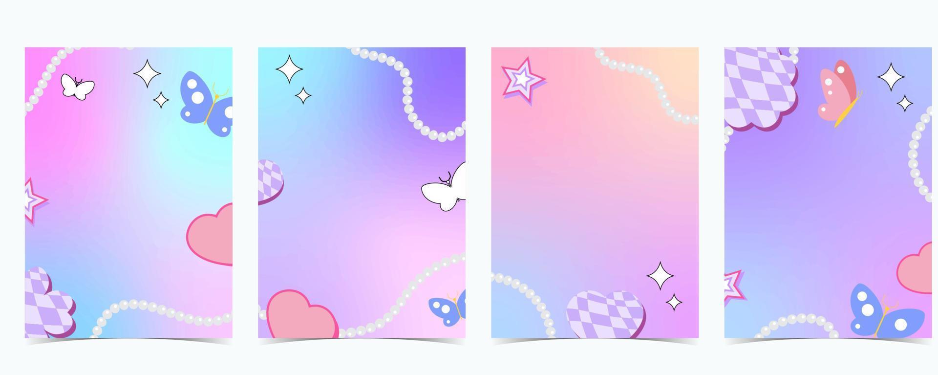 Rainbow pastel background with y2k style vector