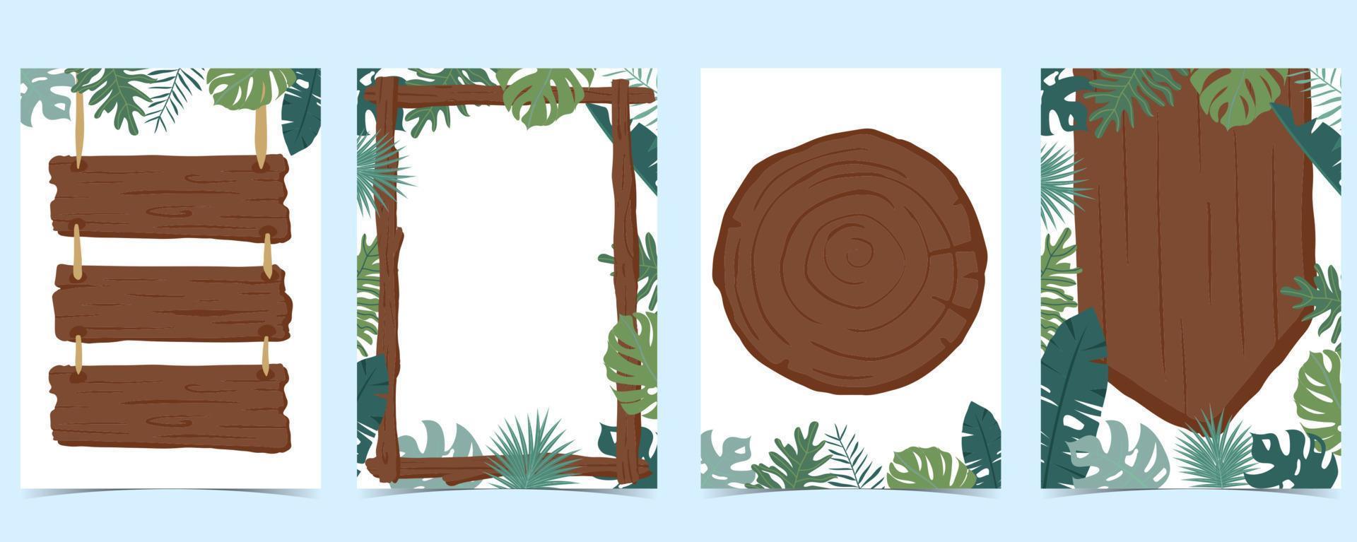 Wood frame collection of safari background set.Editable vector illustration for birthday invitation,postcard and sticker