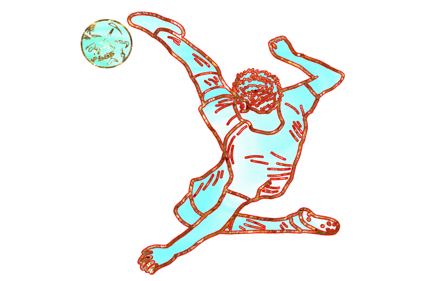 football icon of player jump and doing acrobatic bicycle kicking a ball png