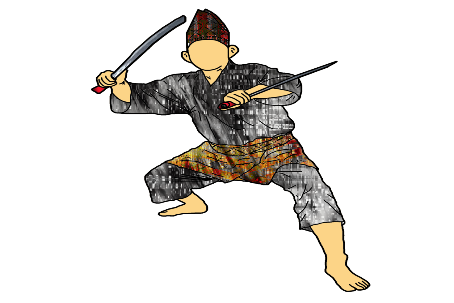 icon martial art Malay show skill movement with two machetes weapon png