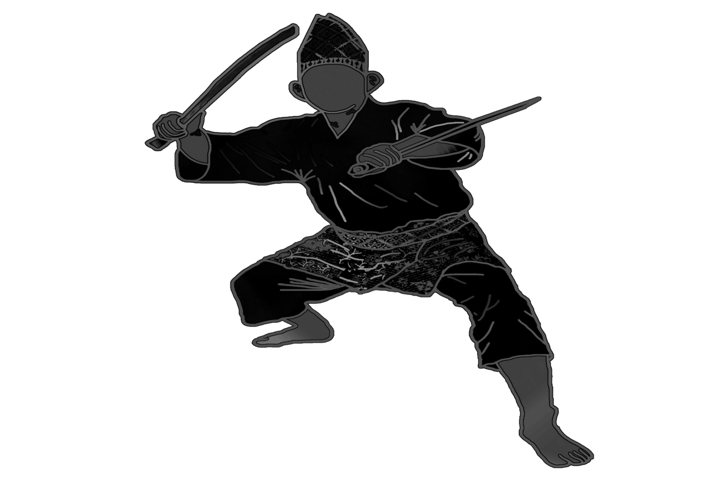 icon martial art Malay show skill movement with two machetes weapon png