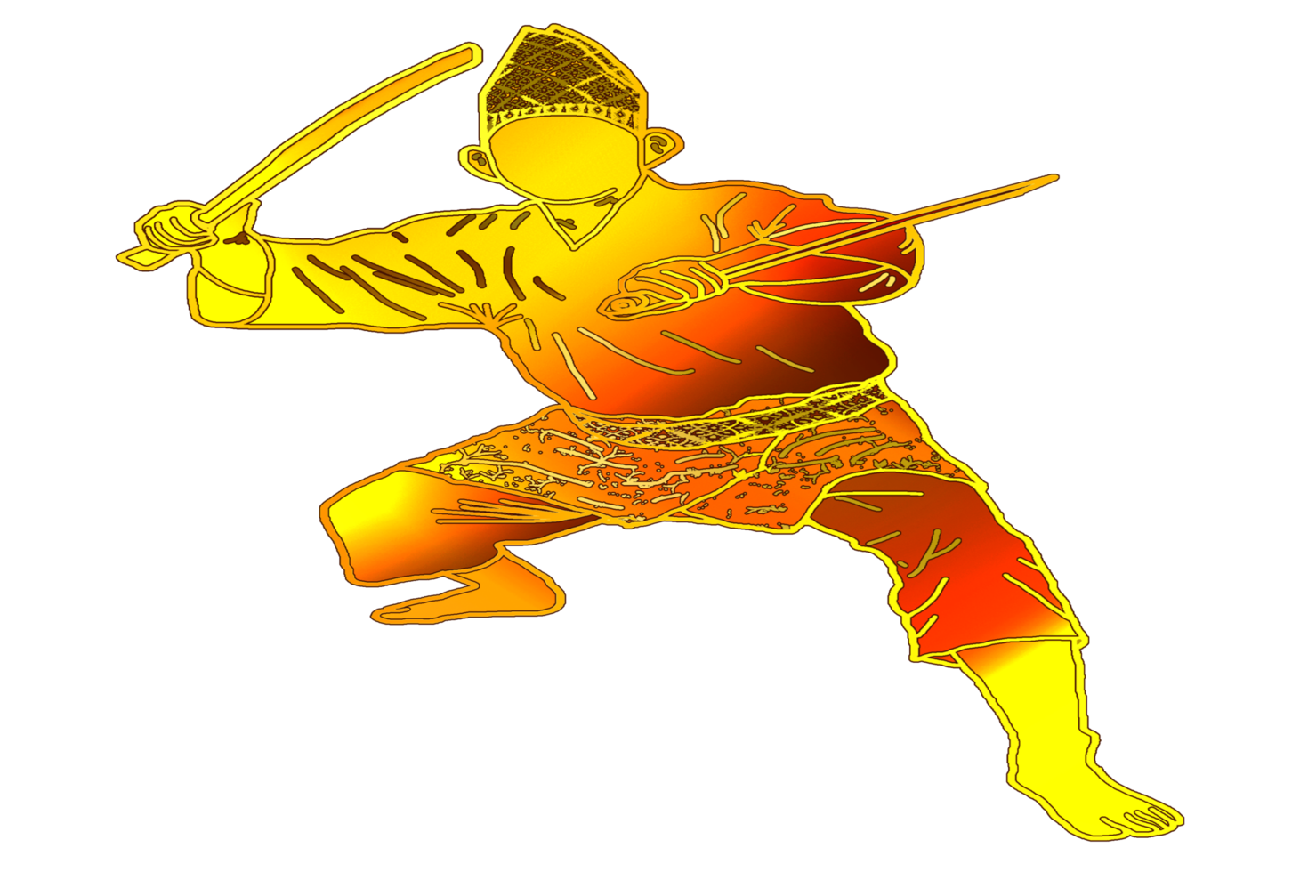 icon martial art Malay show skill movement with two machetes weapon png