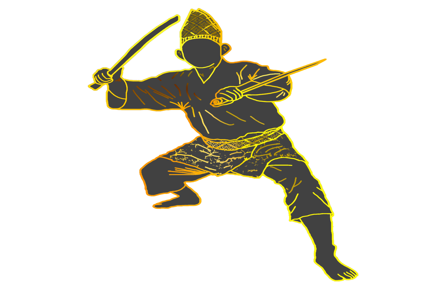 icon martial art Malay show skill movement with two machetes weapon png
