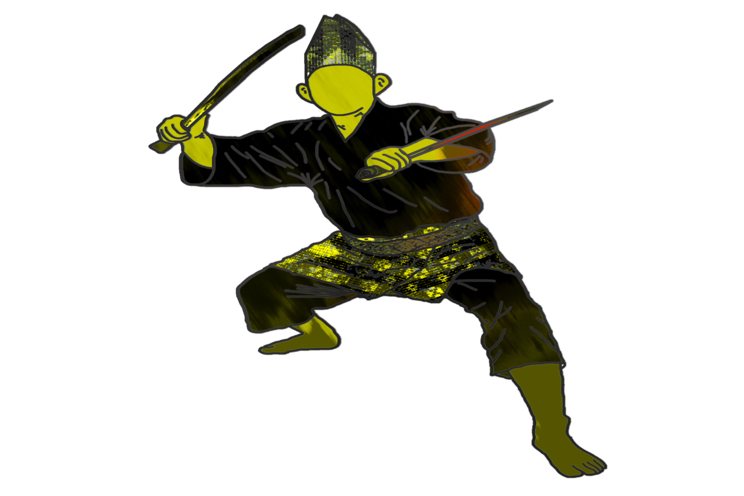 icono marcial Arte malayo espectáculo habilidad movimiento con dos machetes arma png