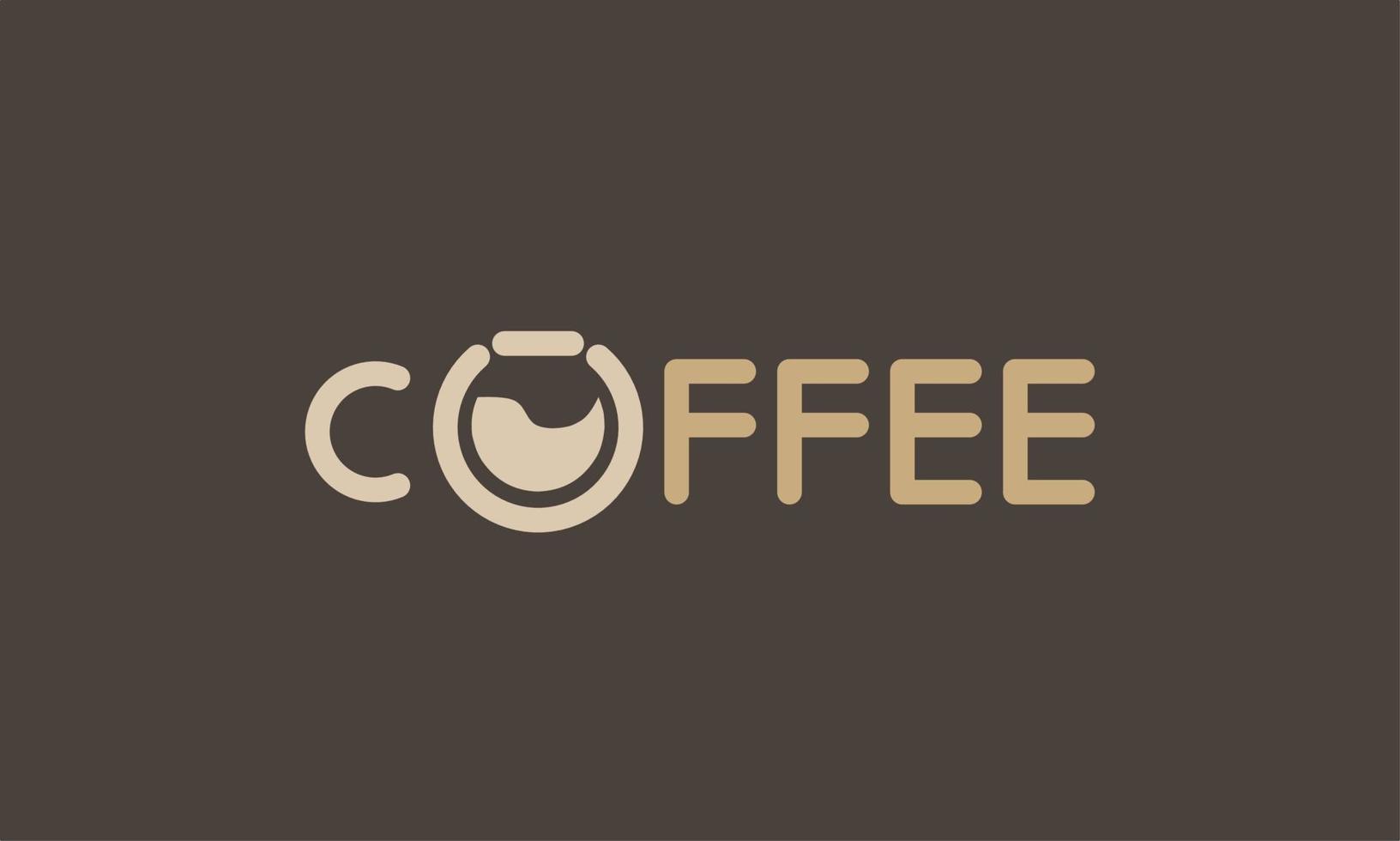 logo design template. a combination of the coffee logo with an additional coffee cup inside the coffee writing on the letter o. flat design vector coffee logo