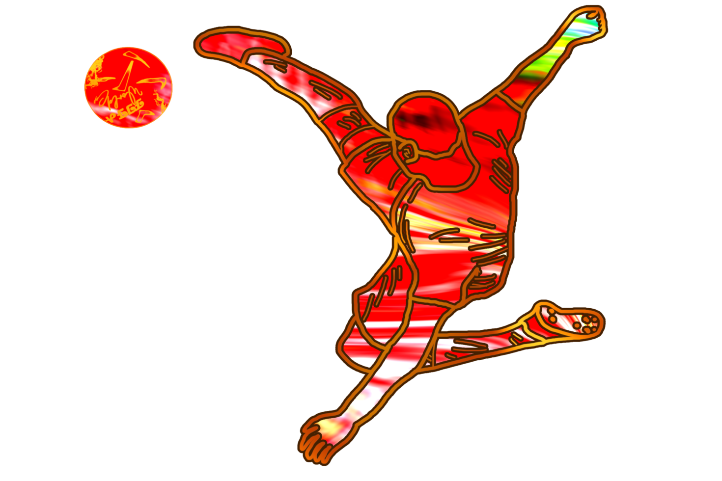 football icon of player jump and doing acrobatic bicycle kicking a ball png