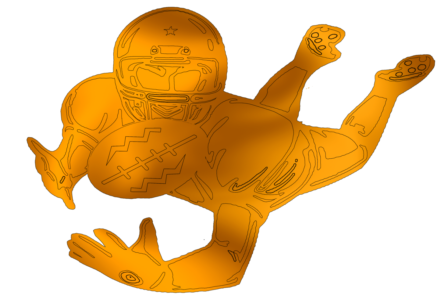 icon golden color of football player stunt to catch ball png