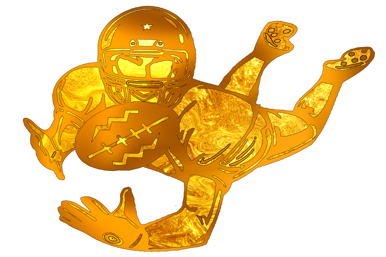 icon golden color of football player stunt to catch ball png